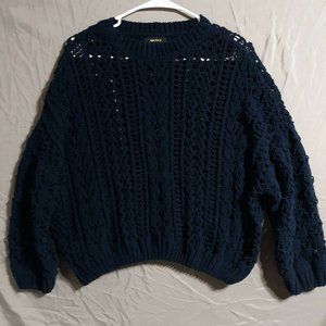 Forever 21 Womens Pullover Sweater Size S Small Blue Loose Knit Sweater Shrug